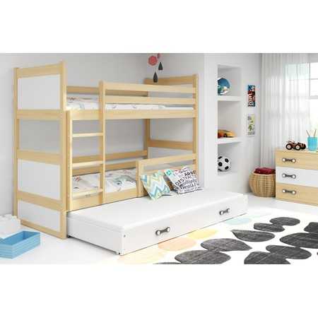 Gyerek emeletes ágy kihúzható ággyal RICO 200x90 cm Kék Fehér BMS