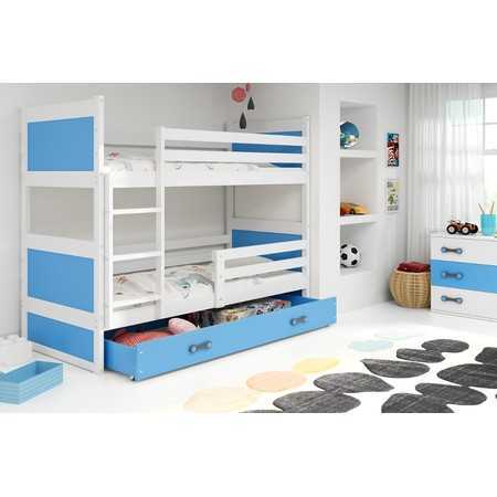 Gyerek emeletes ágy RICO 200x90 cm Fehér Kék BMS