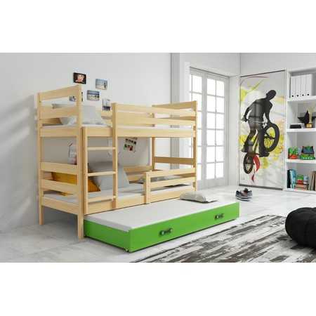 Gyerek emeletes ágy kihúzható ággyal ERYK 200x90 cm Zöld Fenyő BMS