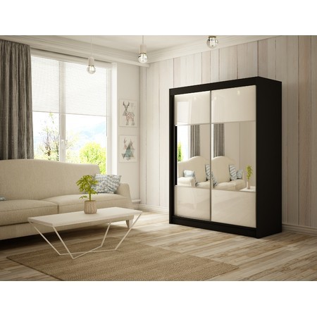 Rico szekrény - 120 cm Fehér Fekete / matt Furniture