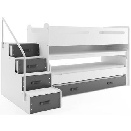 Gyermek emeletes ágy kihúzható ággyal MAX I 80x200 cm - fehér Szürke BMS