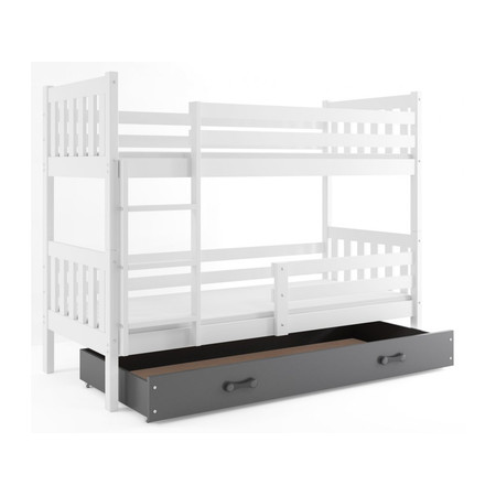 Gyermek emeletes ágy CARINO tárolóhellyel 80x160 cm - fehér Szürke BMS