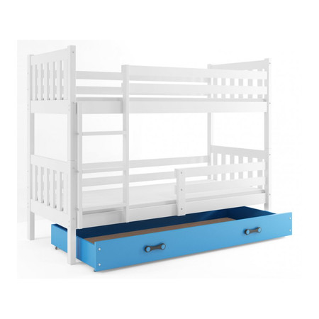 Gyermek emeletes ágy CARINO tárolóhellyel 80x190 cm - fehér Kék BMS