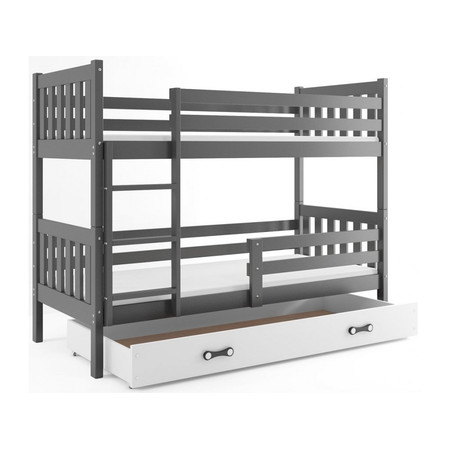 Gyermek emeletes ágy CARINO tárolóhellyel 80x160 cm - grafit Fehér BMS