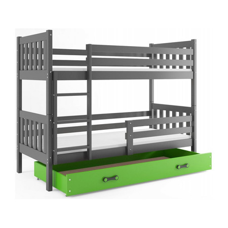 Gyermek emeletes ágy CARINO tárolóhellyel 80x160 cm - grafit Zöld BMS