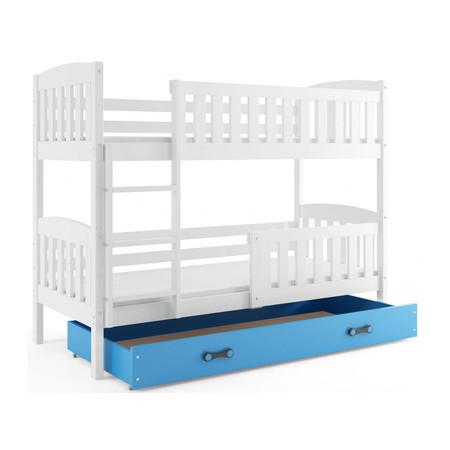 Gyerek emeletes ágy KUBUS tárolóhellyel 80x190 cm - fehér Kék BMS