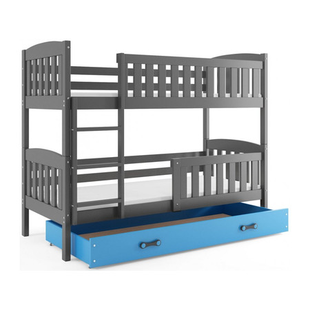 Gyerek emeletes ágy KUBUS tárolóhellyel 90x200 cm - grafit Kék BMS
