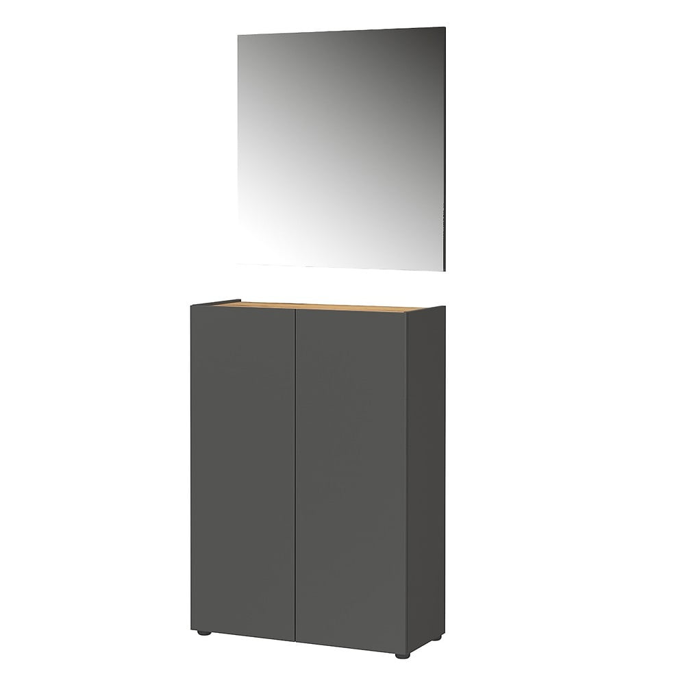 Antracitszürke előszoba bútor tölgyfa dekorral 74x200x33 cm Alviano – Germania