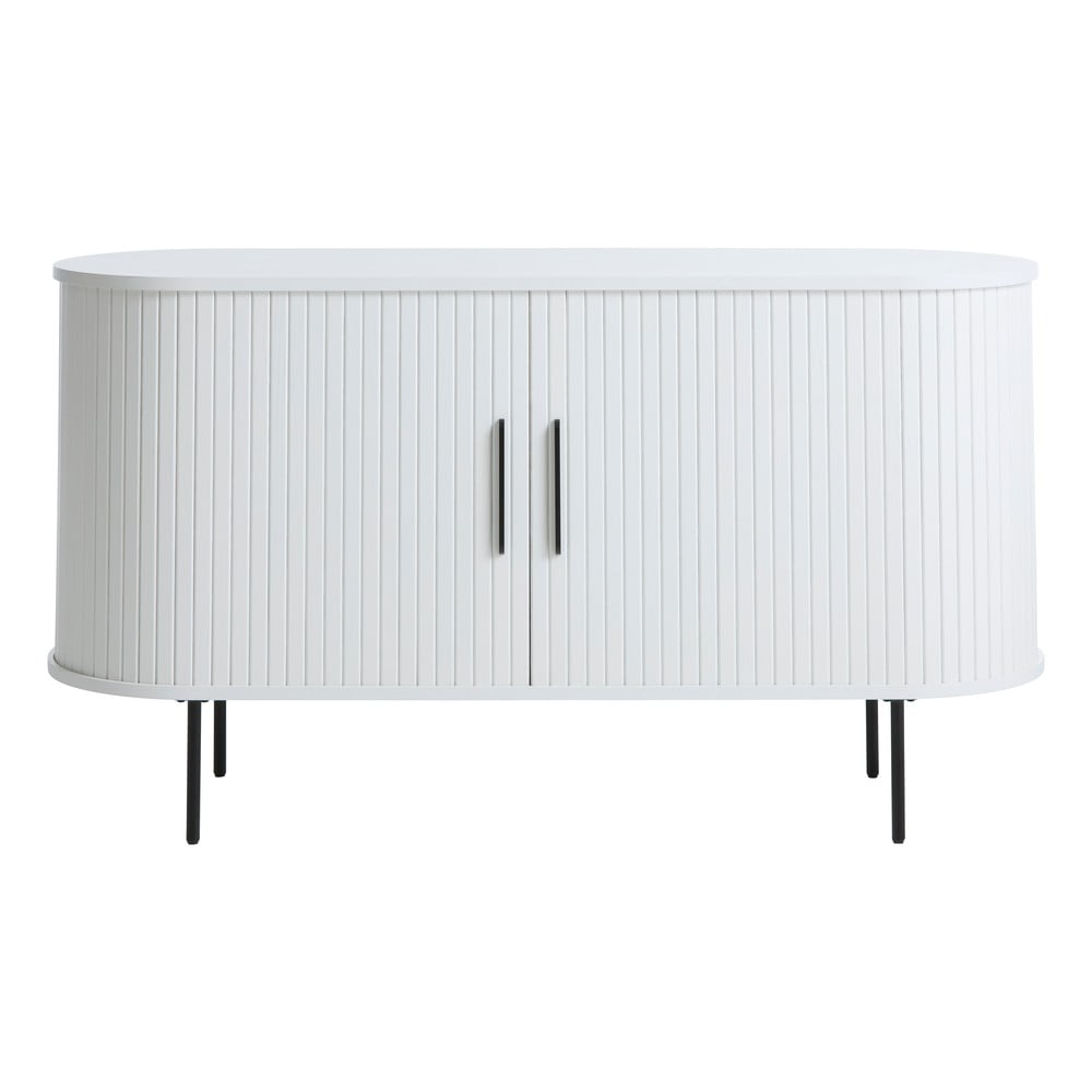 Fehér komód tolóajtóval 140x76x45 cm Nola – Unique Furniture