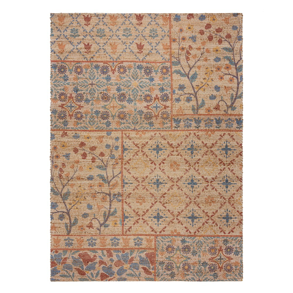 Natúr színű kézi szövésű jutakeverék szőnyeg 80x150 cm Taylor Patchwork – Flair Rugs