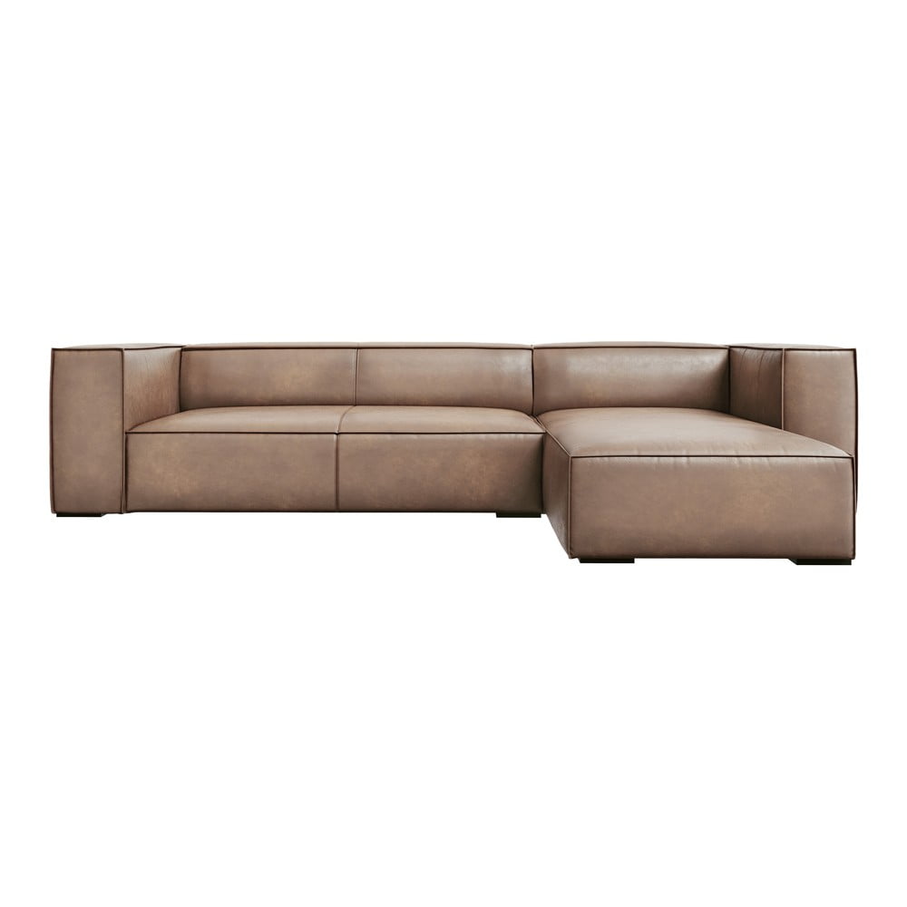 Világosbarna bőr sarokkanapé (jobb oldali) Madame – Windsor & Co Sofas