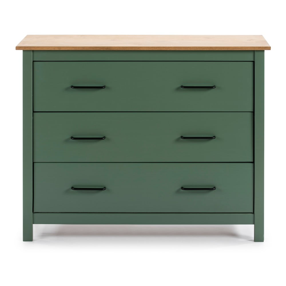 Zöld-natúr színű borovi fenyő alacsony komód 100x80 cm Miranda – Marckeric