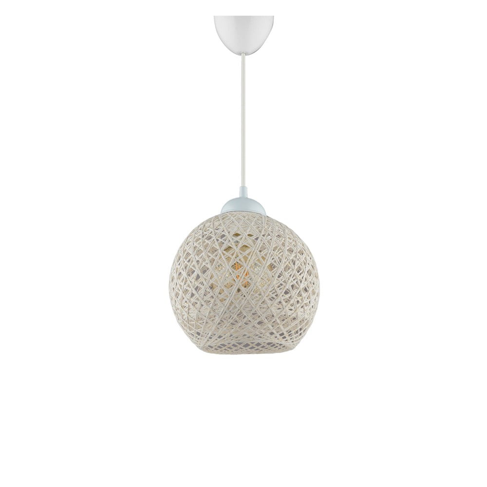 Fehér-krémszínű függőlámpa textil búrával ø 22 cm – Opviq lights