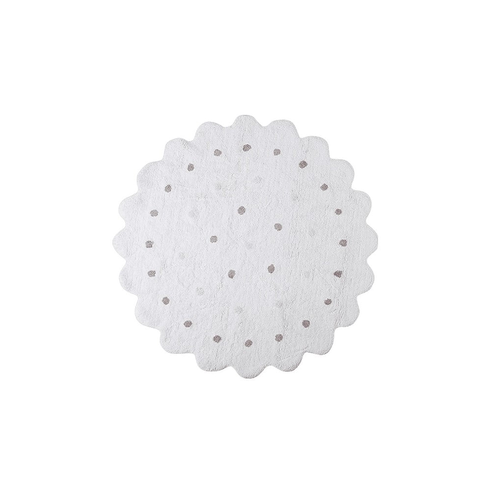 Fehér mosható kézi szövésű pamut gyerek szőnyeg ø140 cm Little Biscuit White – Lorena Canals