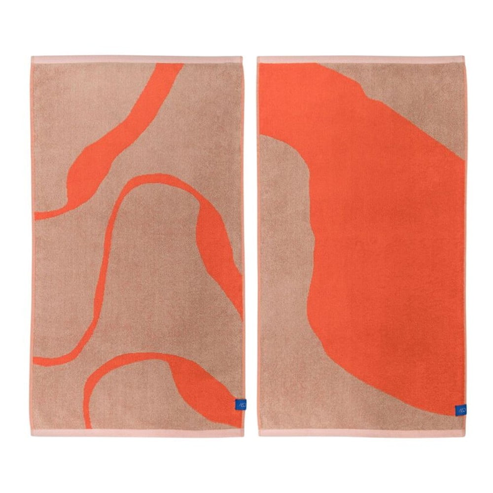 Narancssárga-világosbarna bio pamut törölköző szett 2 db-os 50x90 cm Nova Arte – Mette Ditmer Denmark
