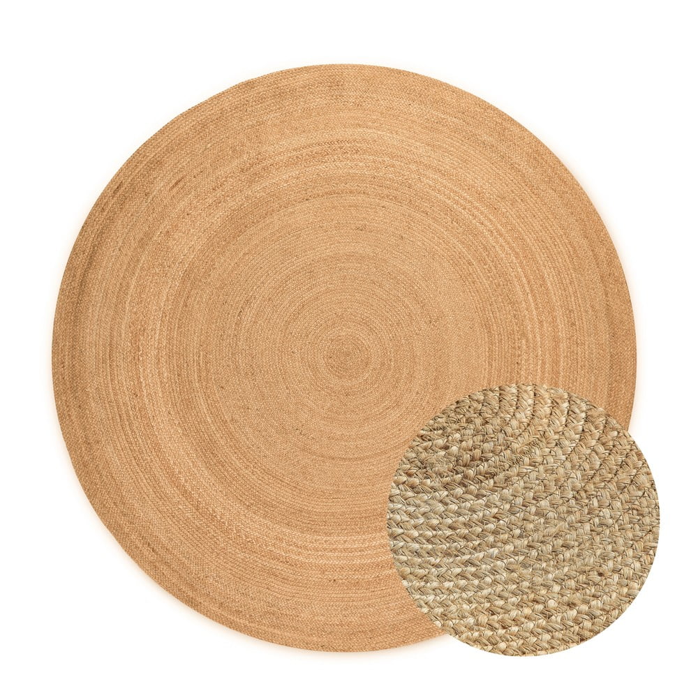 Natúr színű kétoldalas kerek juta szőnyeg ø 100 cm Braided Gold – Hanse Home