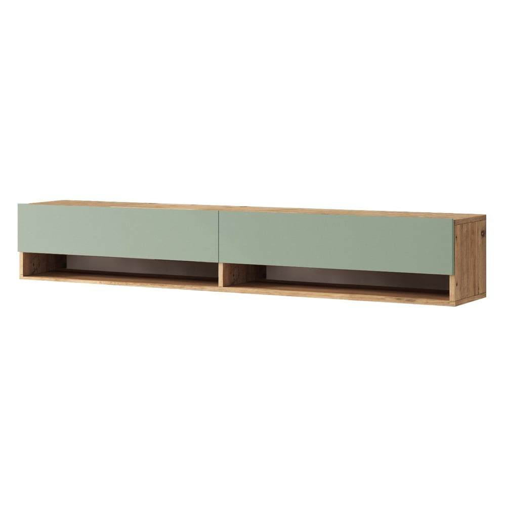Zöld-natúr színű TV-állvány borovi fenyő dekorral 180x29x32 cm – Kalune Design
