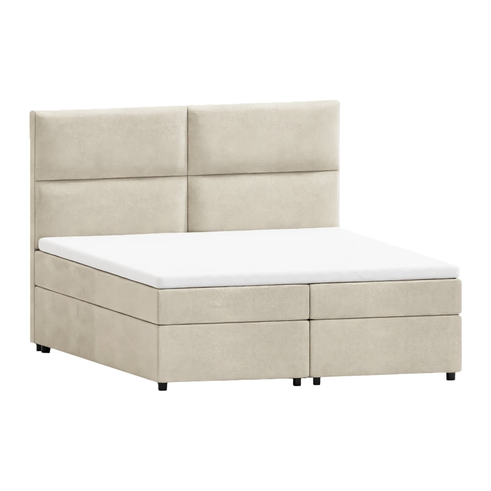 Bézs ágyneműtartós boxspring ágy 140x200 cm Rico – Ropez
