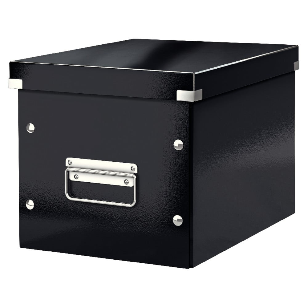 Fekete fedeles karton tárolódoboz 26x26x24 cm Click&Store – Leitz