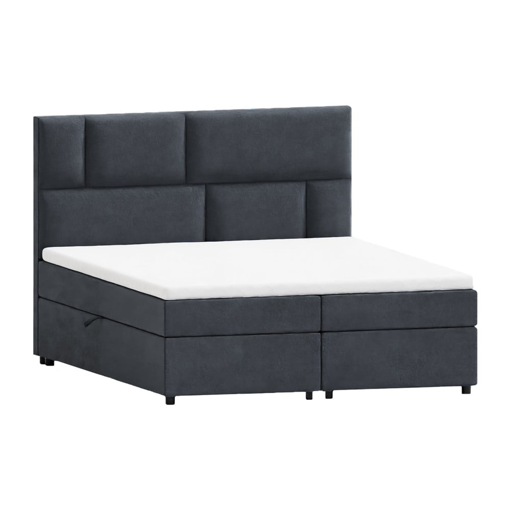 Sötétszürke ágyneműtartós boxspring ágy 140x200 cm Lola – Ropez