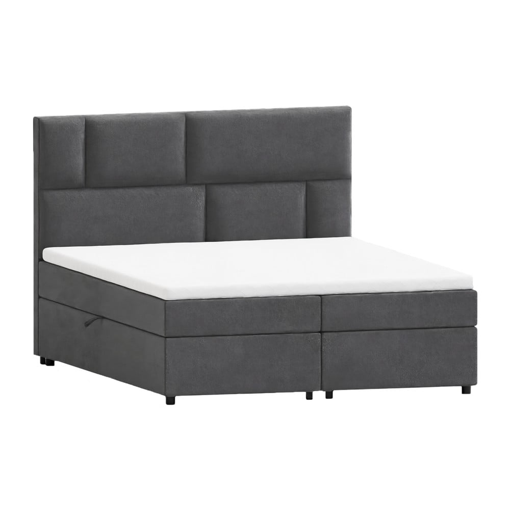 Szürke ágyneműtartós boxspring ágy 140x200 cm Lola – Ropez