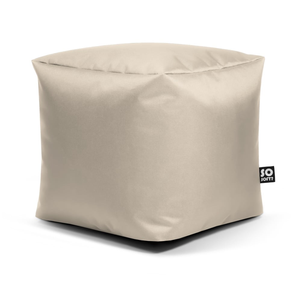 Bézs bőrutánzat gyerek babzsákfotel Cube M – So Soft?