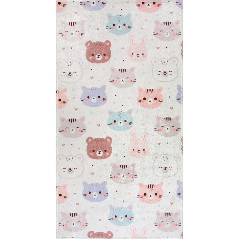 Elefántcsont színű mosható gyerek szőnyeg 160x230 cm Cute Animals – Vitaus