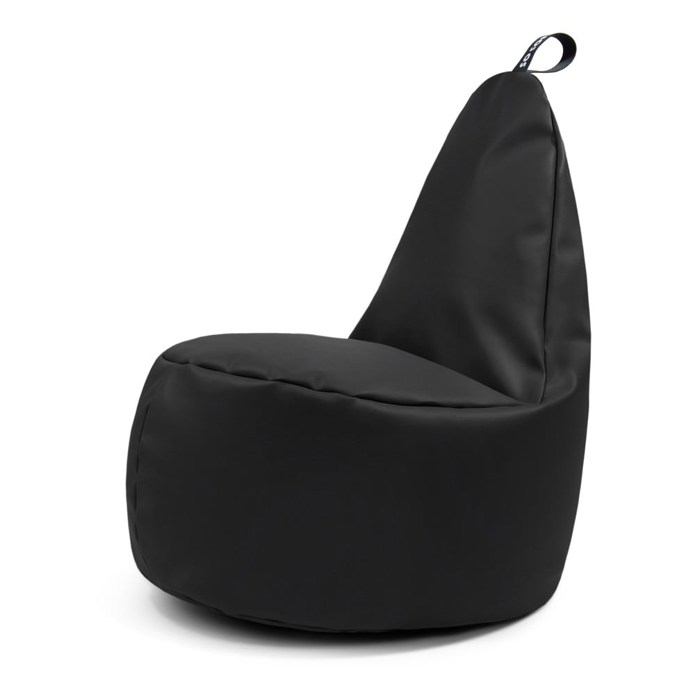 Fekete bőrutánzat gyerek babzsákfotel Lull M – So Soft?
