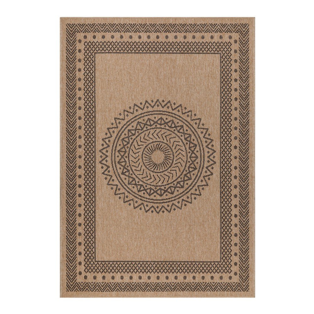 Fekete-natúr színű kültéri futószőnyeg 80x250 cm Dhaka – Ayyildiz Carpets