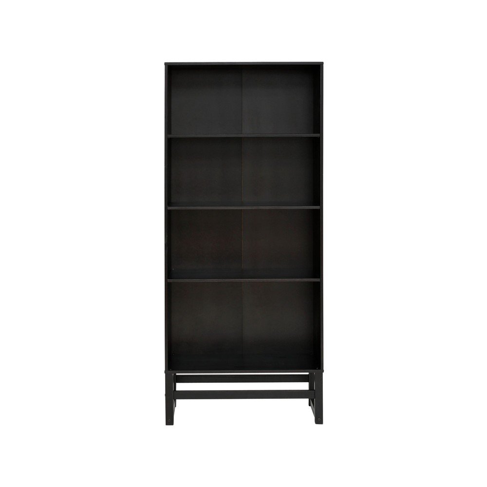 Fekete tömör borovi fenyő könyvespolc 75x175 cm Jolene - Støraa