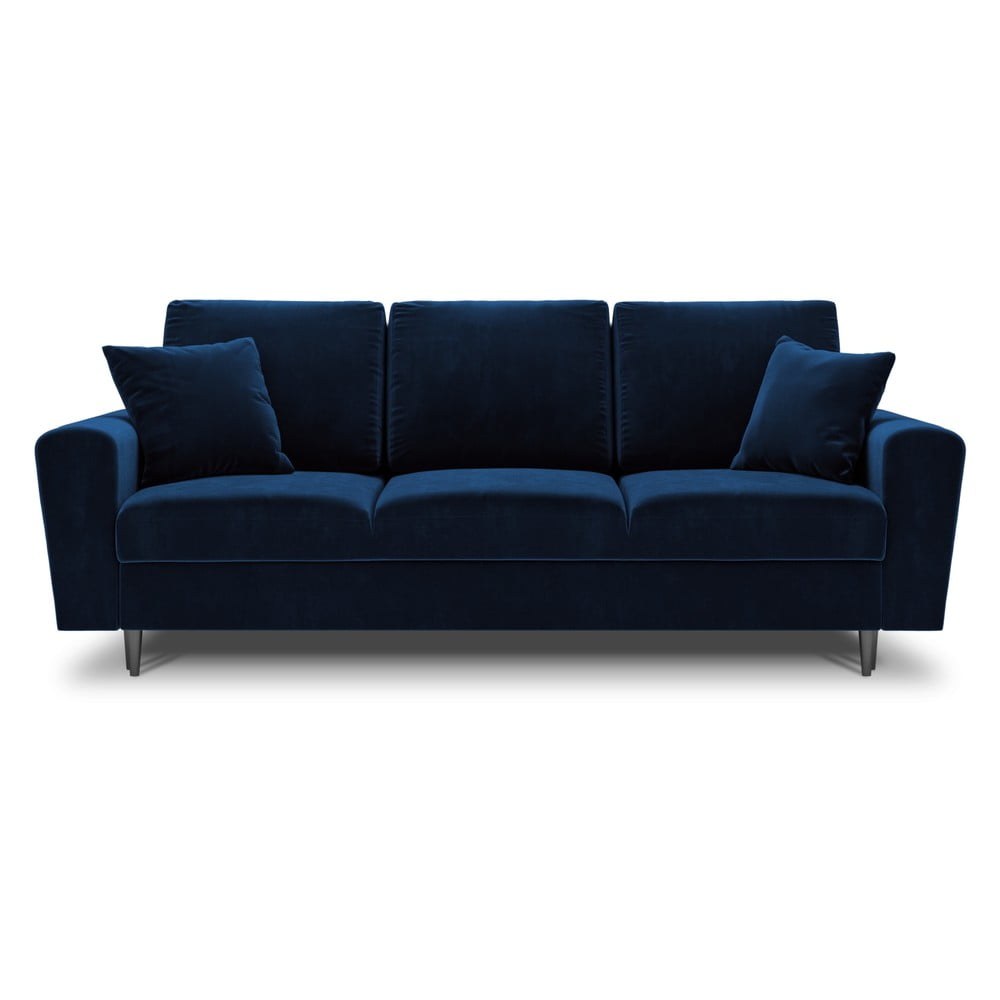 Kék bársony kinyitható tárolóhelyes kanapé 235 cm Kyoto – Cosmopolitan Design