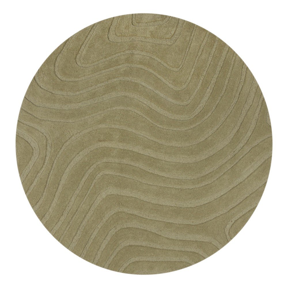 Khaki kézi szövésű gyapjú kerek szőnyeg ø 160 cm Mesmerise Sage – Flair Rugs