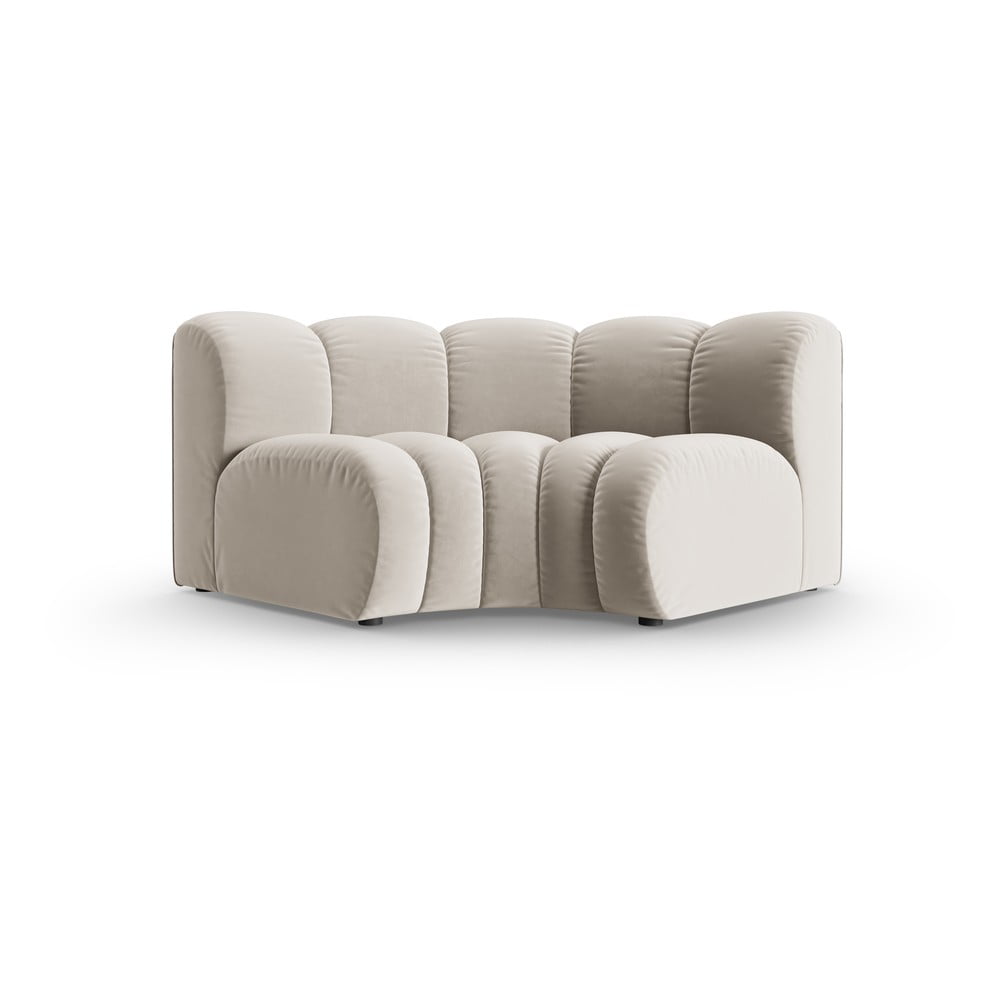 Krémszínű bársony kanapé modul (variálható sarok) Lupine – Micadoni