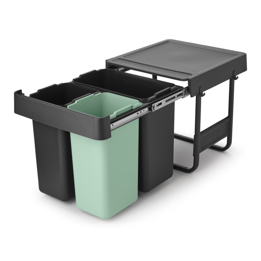 Mentazöld-sötétszürke műanyag szelektív-érintésre nyíló szemetes 40 l Sort&Go – Brabantia