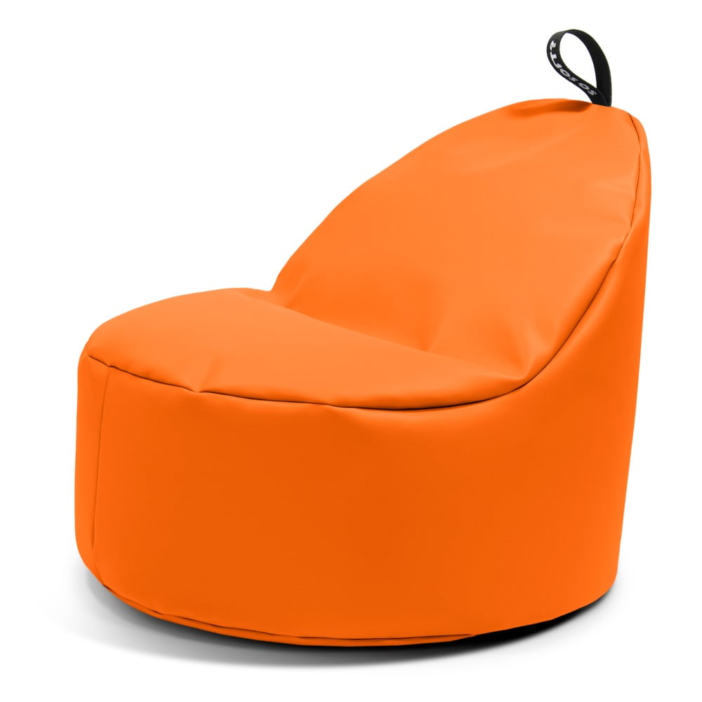 Narancssárga bőrutánzat gyerek babzsákfotel Round M – So Soft?