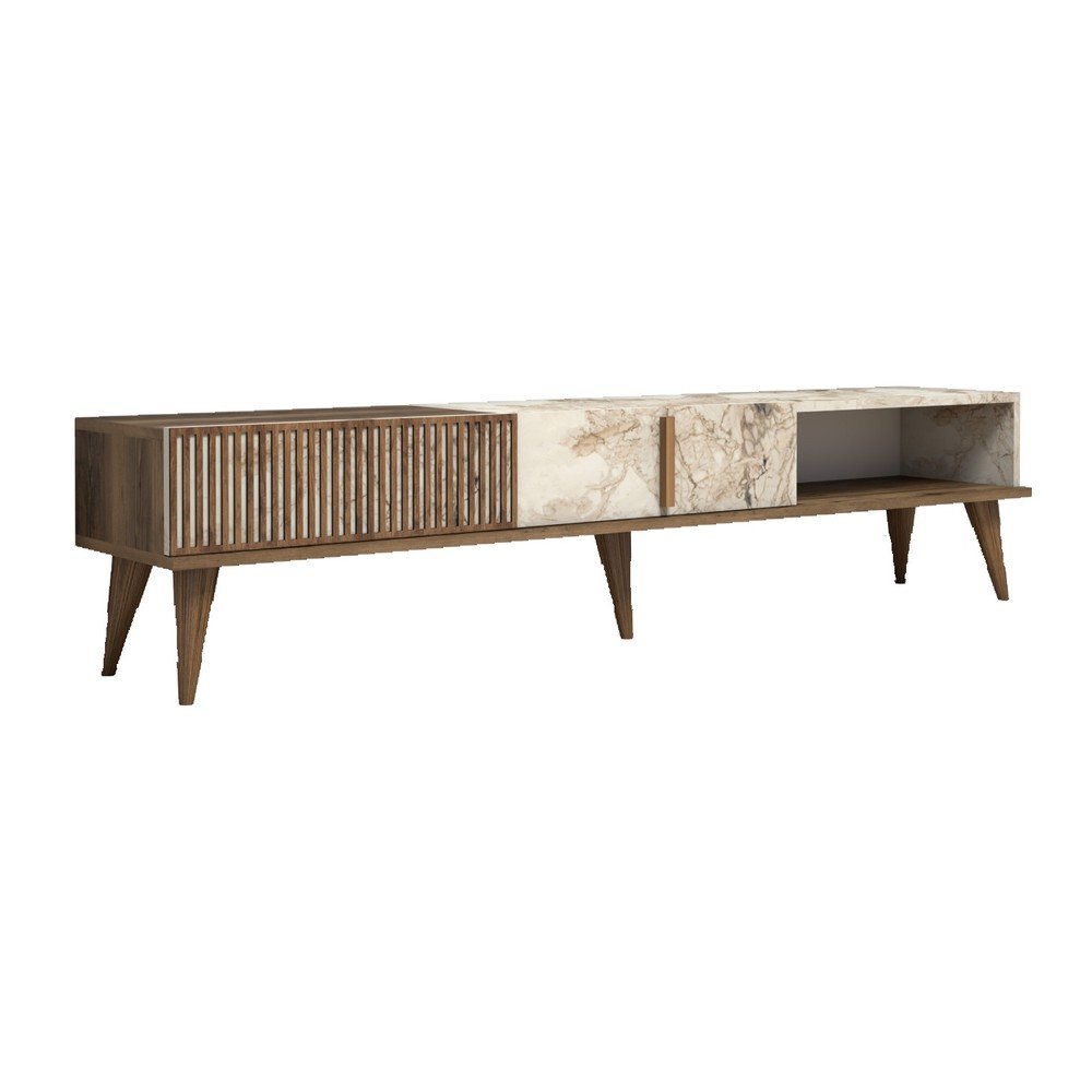 Natúr színű TV-állvány márvány dekorral 180x40 cm Milan – Kalune Design