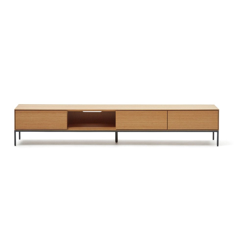 Natúr színű TV-állvány tölgyfa dekorral 195x35 cm Vedrana – Kave Home