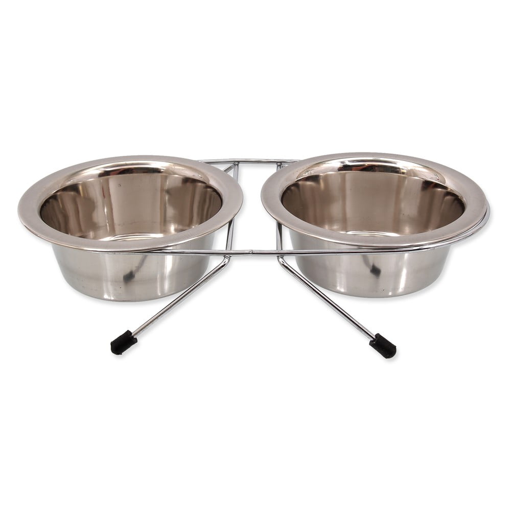 Rozsdamentes acél tálka szett állvánnyal kutyáknak ø 13 cm  Dog Fantasy – Plaček Pet Products