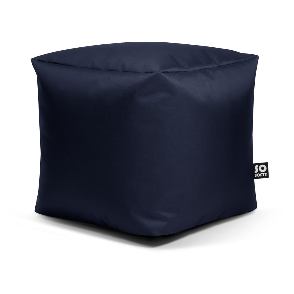 Sötétkék bőrutánzat gyerek babzsákfotel Cube M – So Soft?