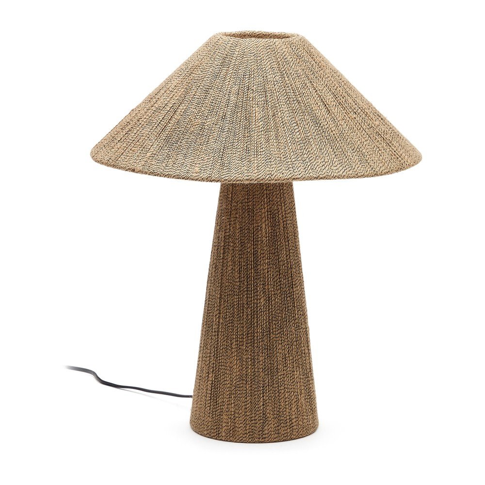 Világosbarna asztali lámpa juta búrával (magasság 46 cm) Renee – Kave Home