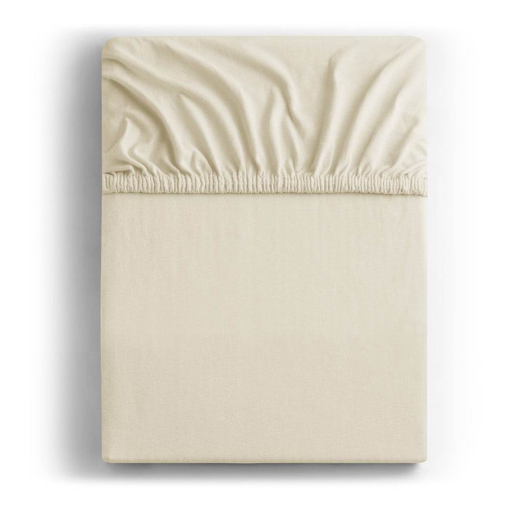 Bézs gumis jersey lepedő 200x200 cm Amber – Restilo