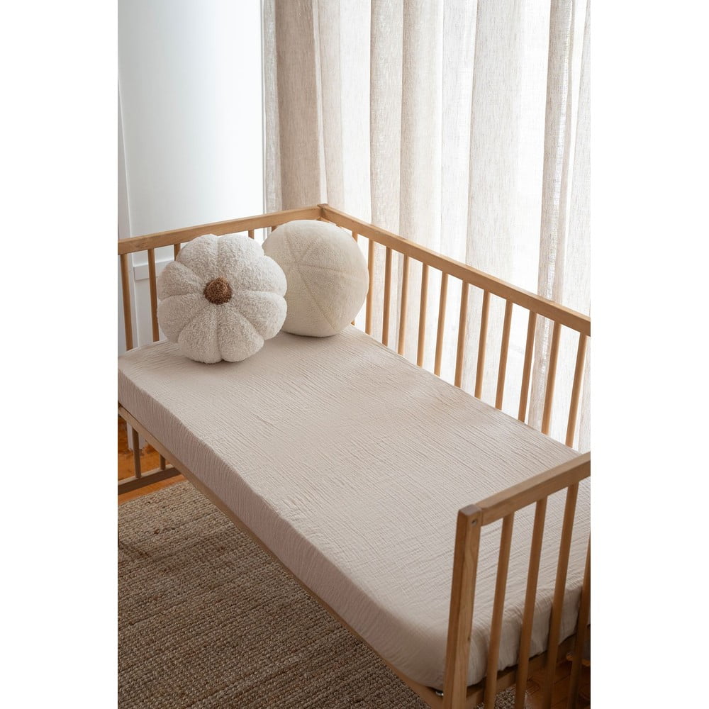 Bézs gumis muszlin gyerek lepedő babaágyhoz 60x120 cm Burumcuk – Mijolnir