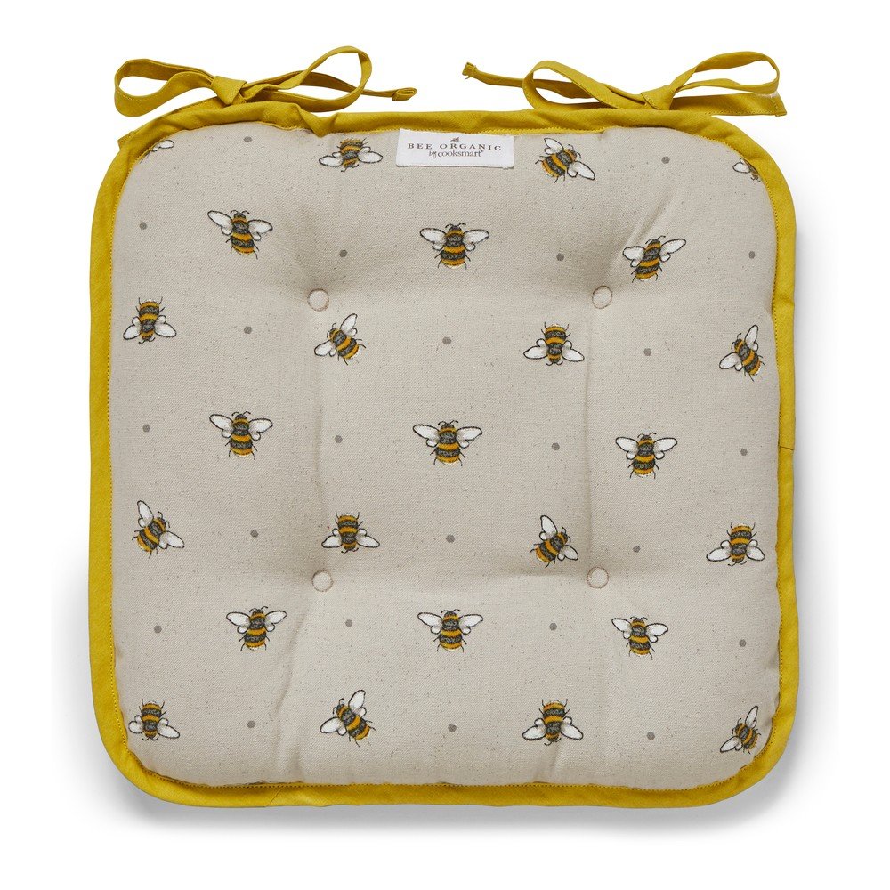 Bumble Bees bézs-sárga pamut székpárna - Cooksmart ®