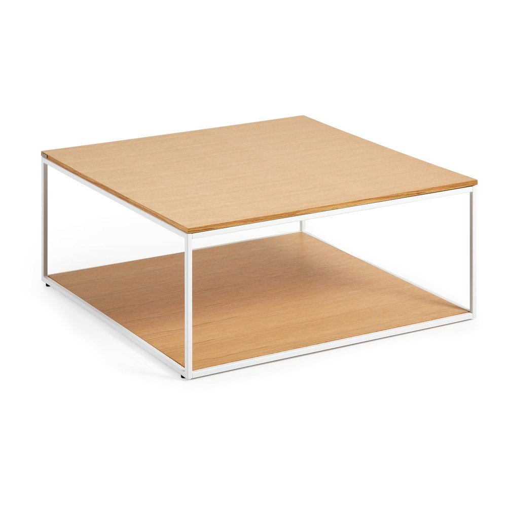 Dohányzóasztal tölgyfa dekoros asztallappal 80x80 cm Yona - Kave Home