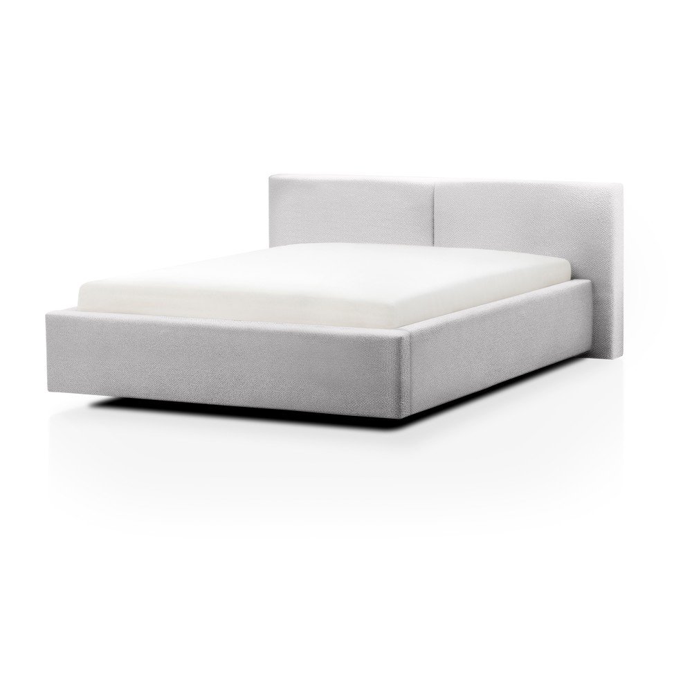 Ezüstszínű kárpitozott franciaágy ágyrács nélkül 180x200 cm Cube – Meise Möbel