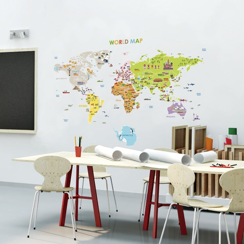 Fali gyerek matrica 120x150 cm Giant World Map – Ambiance