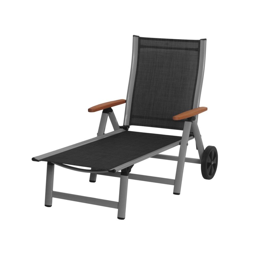 Fekete fém kerti napozóágy Ass Comfort - Sun Garden