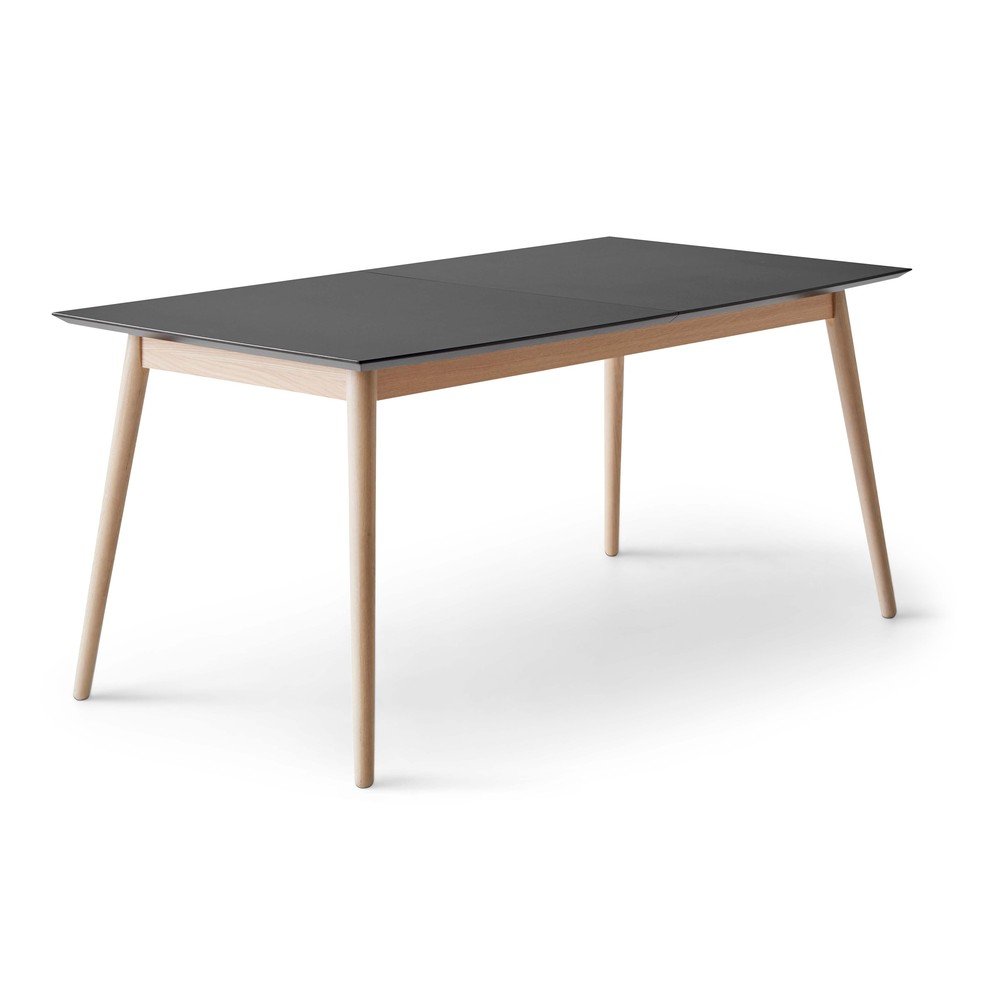 Fekete-natúr színű bővíthető étkezőasztal fekete asztallappal 100x210 cm Meza – Hammel Furniture