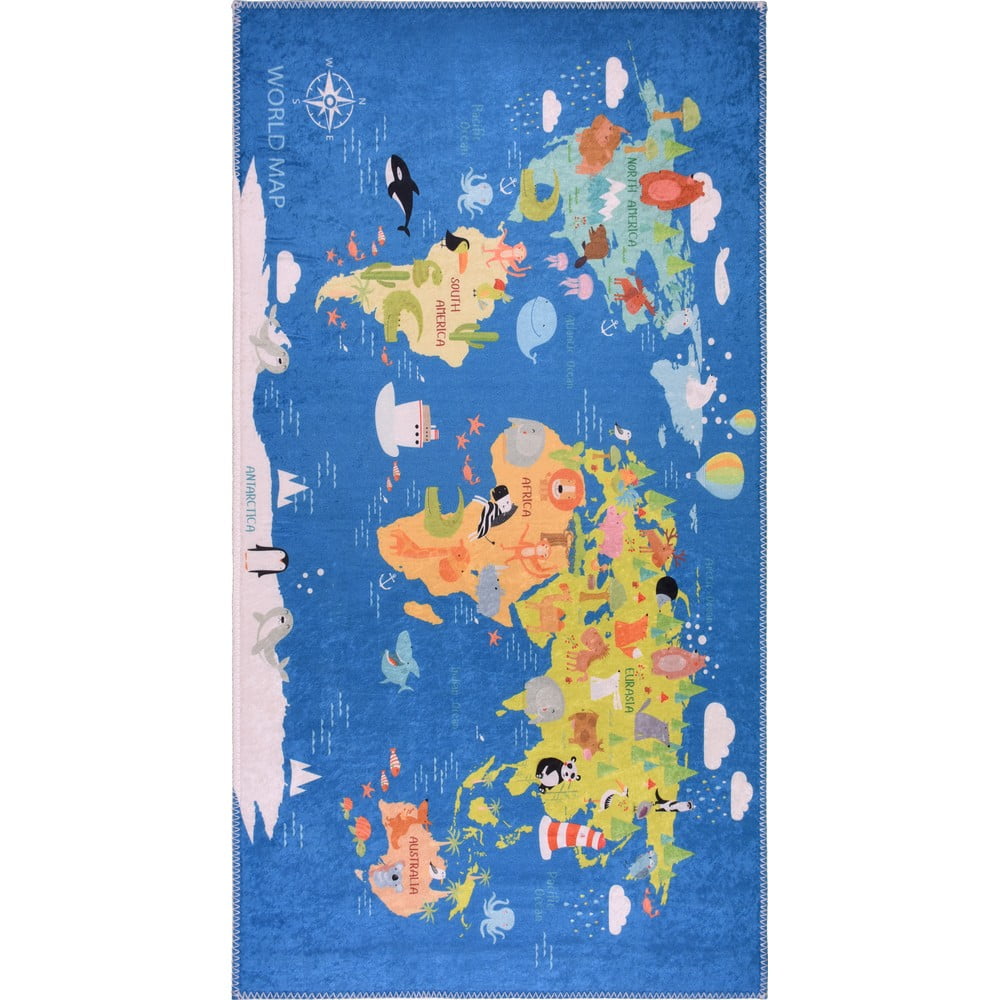 Kék mosható gyerek szőnyeg 160x230 cm Animal Atlas – Vitaus