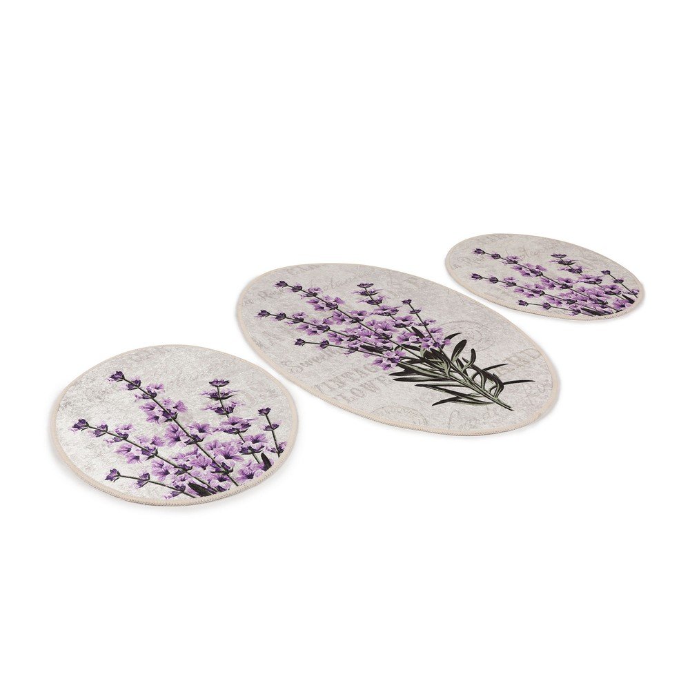 Lila-bézs fürdőszobai kilépő szett 3 db-os 60x100 cm Lavender – Foutastic